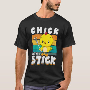 Camiseta Pintinho Com Um Jogador De Lâmpada De Vara Lacross
