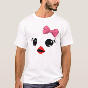 Camiseta Pintinho De Bebê Galinha Rosto Rosa Arcos Rapariga