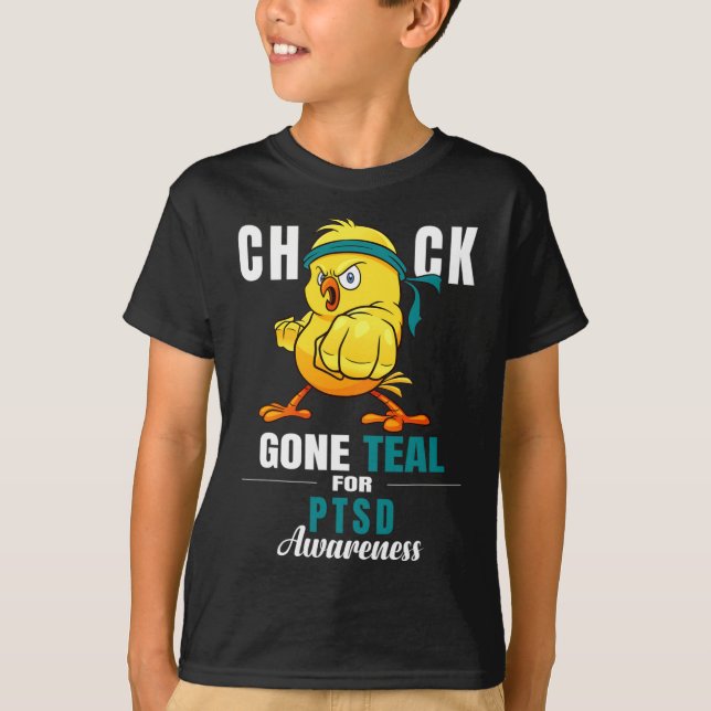 Camiseta Pintinho Divertido Ficou Teal Ribbon Chicken Warri (Frente)