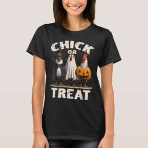 Camiseta Pintinho Engraçado Ou Tratar Galinhas Fantasmas