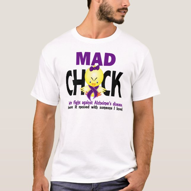 Camiseta Pintinho louco na doença de Alzheimer da luta (Frente)