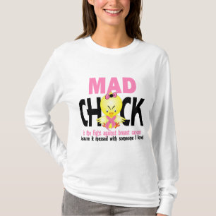 Camiseta Pintinho louco no cancro da mama da luta