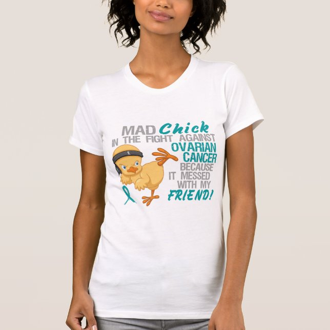 Camiseta Pintinho louco sujado com câncer de ovário do (Frente)
