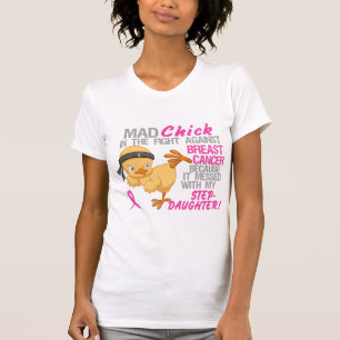 Camiseta Pintinho louco sujado com cancro da mama da