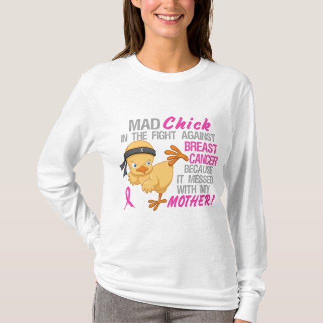 Camiseta Pintinho louco sujado com cancro da mama da mãe 3L (Frente)
