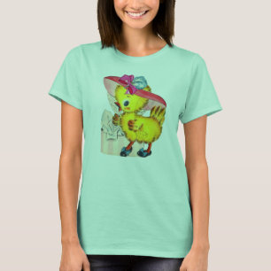 Camiseta Pintinho rico de Páscoa de Vintage com caixa de ch