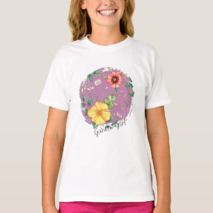 Camiseta Pintinho, Vintage Desenhando Flores Selvagens / Ga
