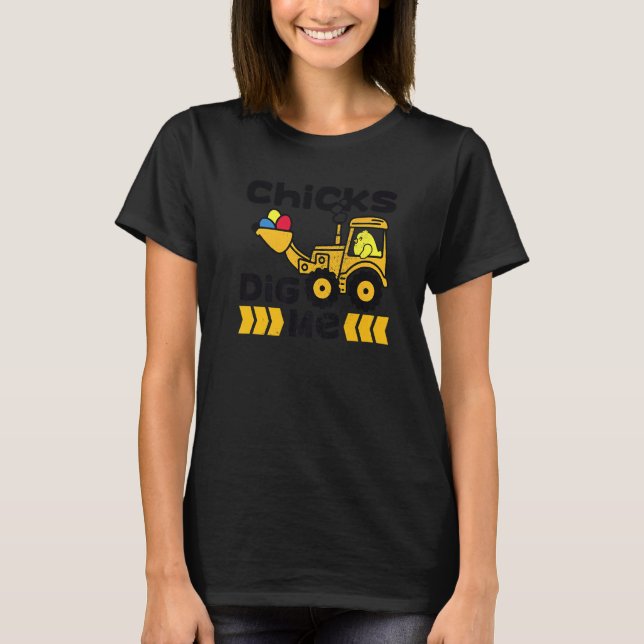 Camiseta Pintinhos Bonitos De Páscoa Encaixe-Me Com Uma Pás (Frente)