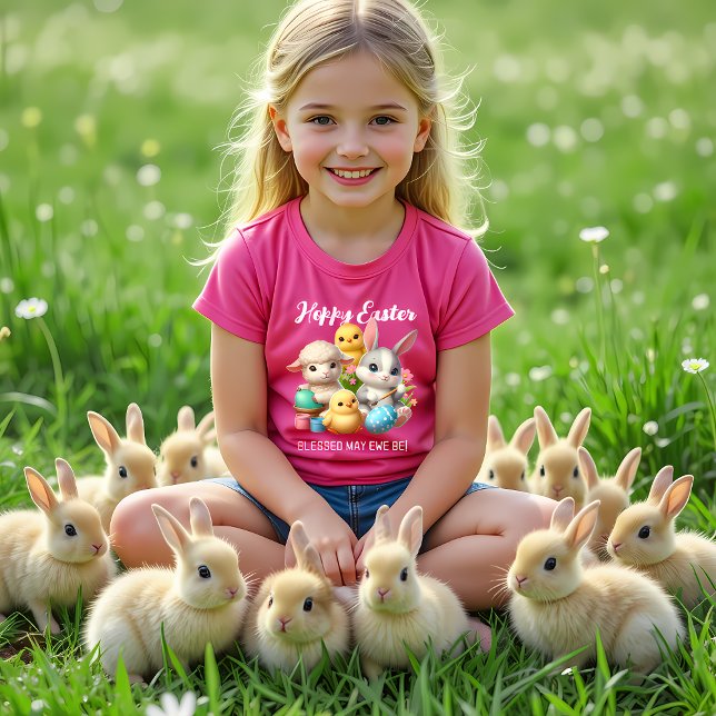 Camiseta Pintinhos Coelhinhos Coelhinhos Coelhinhos-De-Pásc (Hoppy Easter Kids' Shirt with Bunnies Cover Photo)