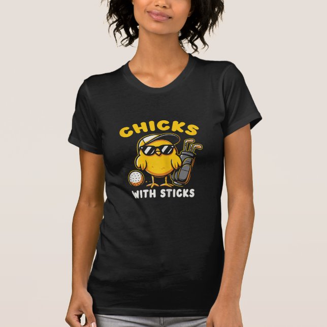 Camiseta Pintinhos Com Sticks Golfer Girl Gol (Frente)