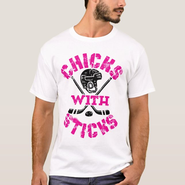 Camiseta Pintinhos com Sticks Hockey Girls (Frente)