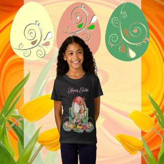 Camiseta Pintinhos De Coelho felz pascoa Watercolor Floral