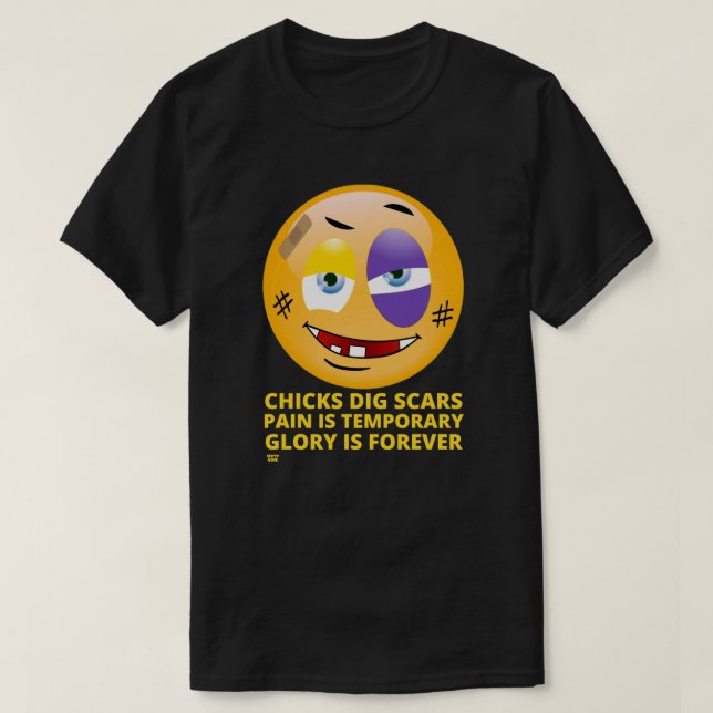 Camiseta "PINTINHOS DIG SCARS" engraçado emoji (Frente do Design)