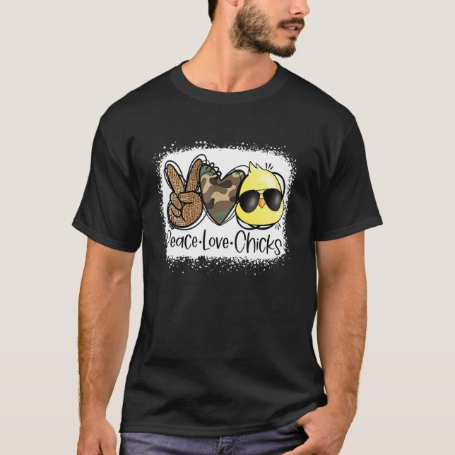 Camiseta Pintinhos do Amor pela Paz, Caça de Ovo no Dia da  (Frente)