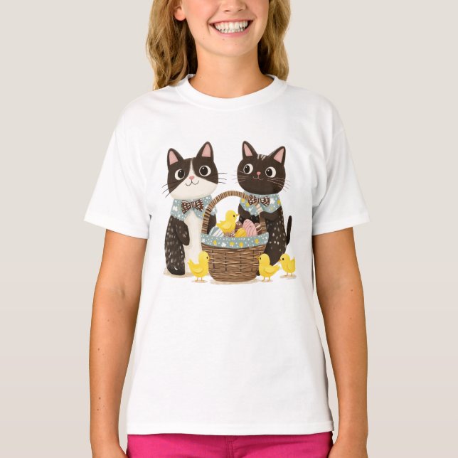 Camiseta Pintinhos para bebês Páscoas de Gatos de páscoa (Frente)