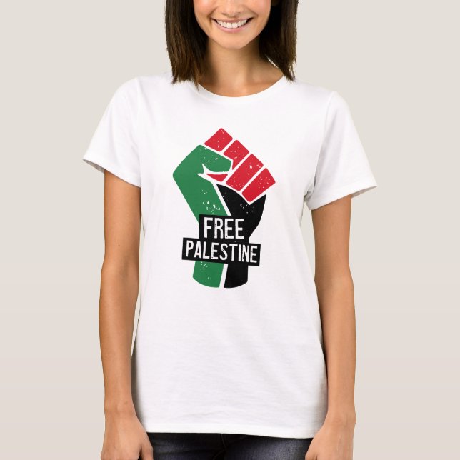 Camiseta Pinto de bandeira da Palestina livre (Frente)
