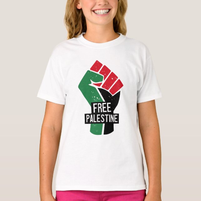 Camiseta Pinto de bandeira da Palestina livre (Frente)