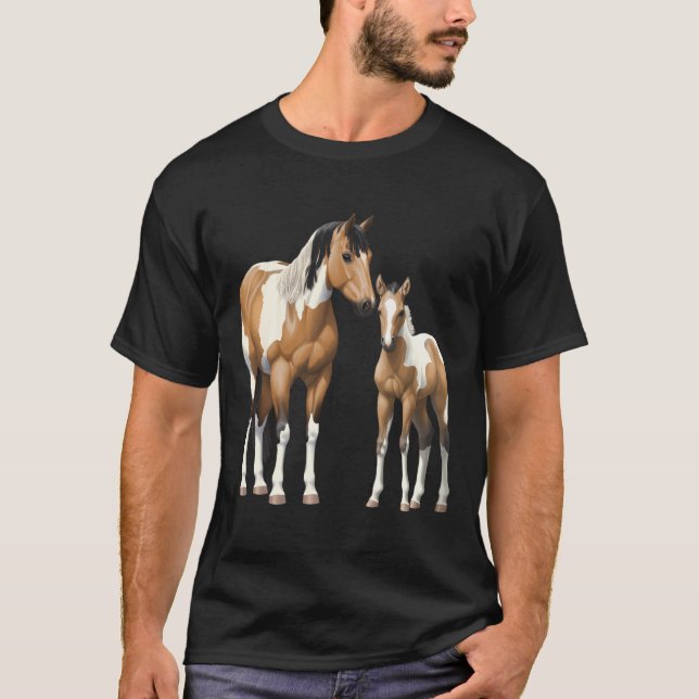 Camiseta Pinto Pinto Quinto Cavalo Mare Foal Hoodi (Frente)