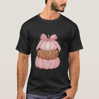 Camiseta Pinto-rosa-bonito e pilha-pumpkin-maria-leopardo c