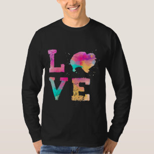 Camiseta Pintor Aquoso Colorido Pomerano Cão Amor R