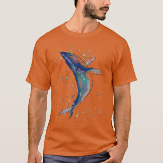Camiseta Pintor aquoso de baleia azul 1