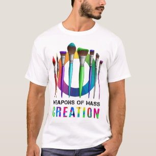 Camiseta Pintor De Artista Engraçado Com Armas De Criação E