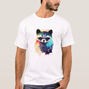 Camiseta Pintor de Cores de Animais Selvagens de Raccoon
