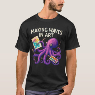 Camiseta Pintor de Octopus submarino - Turquesa e púrpura