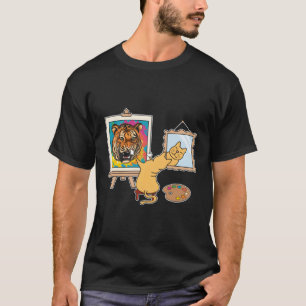 Camiseta Pintor de Pintura Animal De Leão Gato