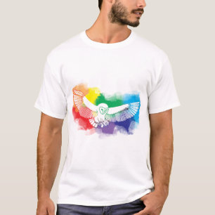 Camiseta Pintor Digital Colorido Arco-Íris Negrito Coruja V