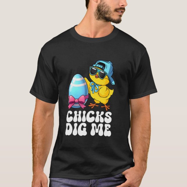 Camiseta Pintos Me Gostam Dia de Páscoa, Frango de Páscoa E (Frente)