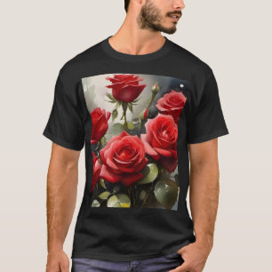 Camiseta pintura a aquarela bonito do rosa vermelha
