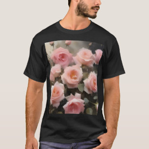 Camiseta pintura a aquarela de rosas rosa bonito