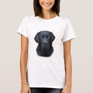 Camiseta Pintura a cores da água do cão preto Labrador
