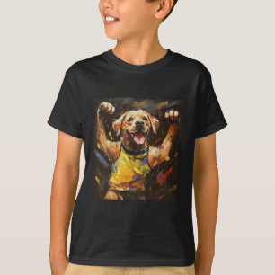 Camiseta Pintura a Óleo Colorida de um Cão Labrador Kickbox
