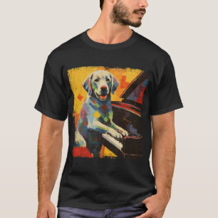 Camiseta Pintura a Óleo Colorida de um Labrador Lab Brincan