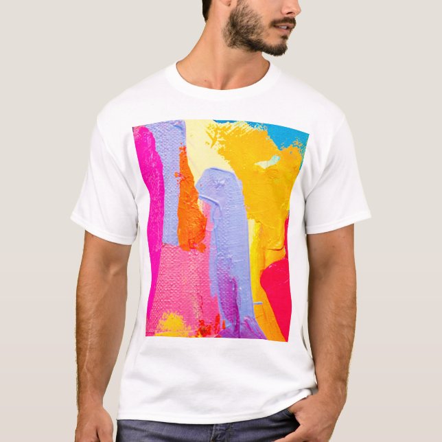 Camiseta Pintura a óleo original: Abstrato colorida (Frente)