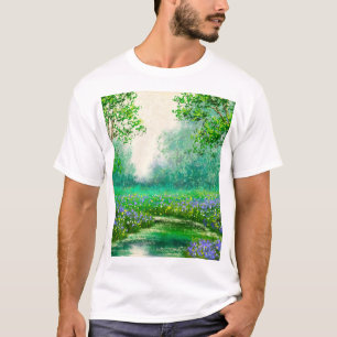 Camiseta pintura a óleo paisagístico, floresta.