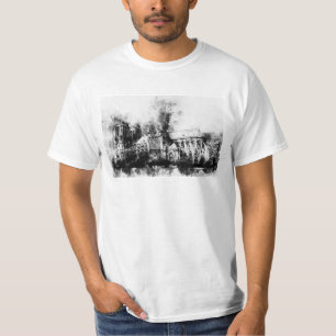 Camiseta Pintura a preto e branco da Catedral de Notre Dame