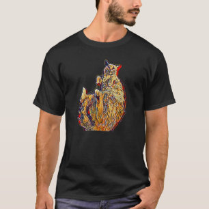 Camiseta Pintura Abstrata Digital De Um Gato 1