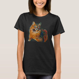 Camiseta Pintura Abstrata Digital De Um Gato 26