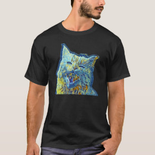 Camiseta Pintura Abstrata Digital De Um Gato 49
