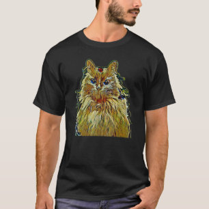 Camiseta Pintura Abstrata Digital De Um Gato 56