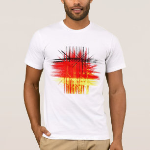 Camiseta Pintura Abstrata Vermelho Preto Amarelo Retro