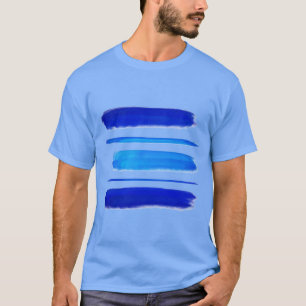 Camiseta pintura abstrato   Traços de Pincel Azul
