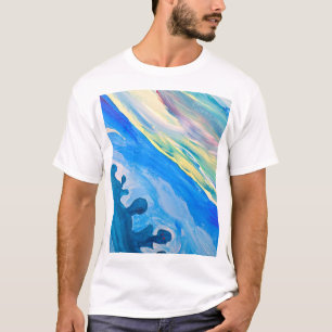 Camiseta Pintura acrílica colorida, fundo texturizado.