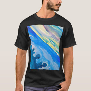 Camiseta Pintura acrílica colorida, fundo texturizado.