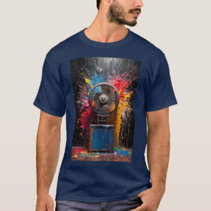 Camiseta Pintura acrílica de um ventilador de caixa
