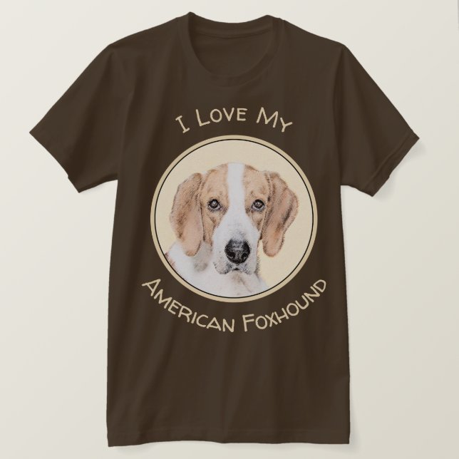 Camiseta Pintura Americana de Foxhound - Arte Cachorra Orig (Frente do Design)