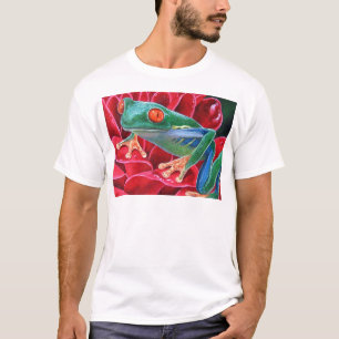 Camiseta Pintura animal da arte do sapo verde - multi